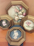 Vintage Homco Shadow Box 3D Flower Art Set of 4 - Attic and Barn Treasures