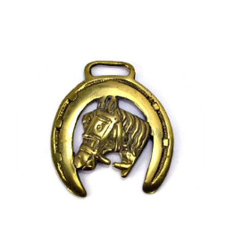 Brass Vintage Horse Head Silhouette Harness Medallion