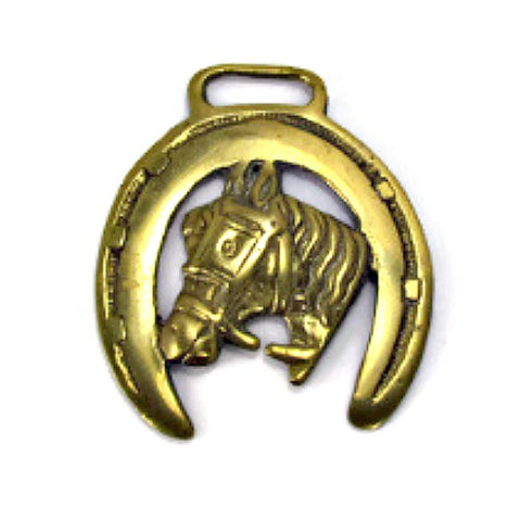 (727) English Horse Brass Galloping Horse Medallion Bridle Harness  Decoration