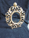 Vintage Ornate Baroque Style Oval Metal Stand Up Picture Frame - Attic and Barn Treasures