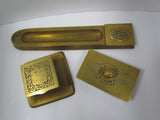 Vintage Solid Brass 3 Piece Matching Desk Set - Attic and Barn Treasures