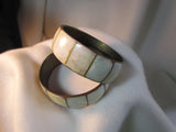 Abalone Shell and Brass Vintage Bangle Bracelet Pair - Attic and Barn Treasures