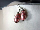Vintage Pink Space Age Retro Metal Cage Earrings Pierced - Attic and Barn Treasures