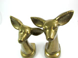 Vintage Solid Brass Deer Doe Head Bookends - Attic and Barn Treasures