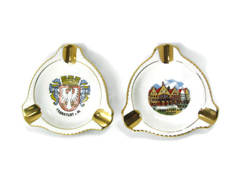 Two Vintage Porcelain Ashtrays German Bavaria Hallerstein Schaller - Attic and Barn Treasures