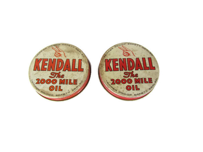 Vintage Kendall Motor Oil Screw on Lids RARE - Attic and Barn Treasures
