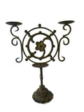 Large Cast Iron Candelabra Sculpture Vintage OOAK Candleholder - Attic and Barn Treasures