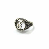Silver Vintage Letter E Intial Monogram Ring - Attic and Barn Treasures