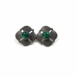 Vintage Silver and Green Malachite Pierced Earrings - Attic and Barn Treasures