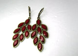 Red Leaf Design Pierced Earrings Dangle Vintage - Attic and Barn Treasures