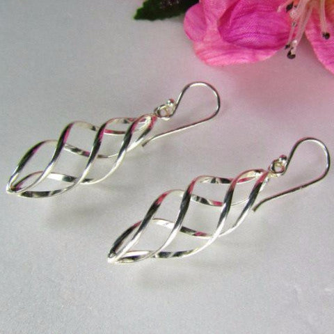 Vintage Silver Spiral Cage Pierced Earrings - Attic and Barn Treasures