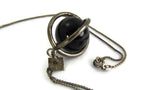 Vintage Caged Obsidian Orb Necklace with Silver Box Chain - Attic and Barn Treasures