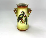 Vintage Bone China Vase Woodpeckers Czechoslovakia - Attic and Barn Treasures