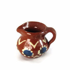 Miniature Vintage Red Clay Pitcher Hand Painted - Attic and Barn Treasures