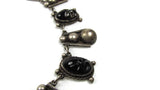 Vintage Sterling Silver and Obsidian Tribal Mask Mayan Necklace - Attic and Barn Treasures