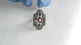 Vintage Sterling Silver Garnet and Marcasite Ring - Attic and Barn Treasures