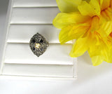 Sterling Silver Citrine Onyx and Marcasite Ring Vintage Size 6 - Attic and Barn Treasures