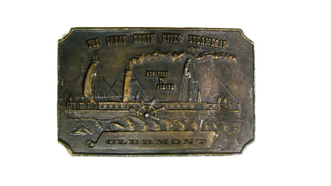 Clermont Steamboat Solid Brass Belt Buckle Vintage - Attic and Barn Treasures