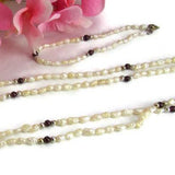 Freshwater Pearl and Garnet Vintage Necklace and Bracelet Set - Attic and Barn Treasures