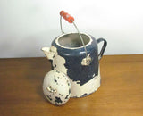 Large Chippy Vintage Blue Enamel Cowboy Camp Coffee Pot - Attic and Barn Treasures