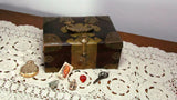 Vintage Wood Keepsake Box with Brass Turtle Latch and Overlay Jewelry Chest - Attic and Barn Treasures