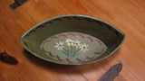 Oval Toleware Tole Painted Metal Container Caddy Vintage Sage Green - Attic and Barn Treasures