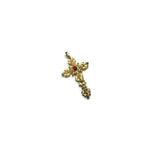 1970s Vintage Avon Gold Tone Cross Pendant with Simulated Ruby - Attic and Barn Treasures