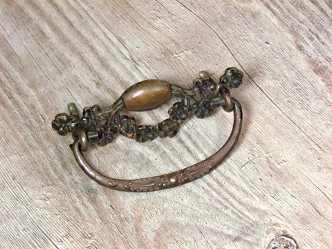 Vintage Victorian Floral Swag Drawer Pull with Eyelet Posts ONE only - Attic and Barn Treasures
