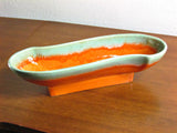 Vintage Ceramic Pottery Planter Orange and Seafoam Green Drip Glaze - Attic and Barn Treasures