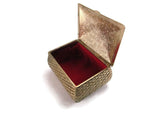 Gold Tone Vintage Basket Weave Design Metal Jewelry Box Casket - Attic and Barn Treasures