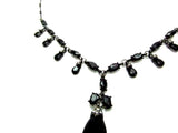 Vintage Faceted Black Glass and Rhinestone Fringe Necklace - Attic and Barn Treasures