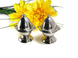 Two Antique Silver Plate Soft Boiled Egg Cups with Built In Topper Slicer - Attic and Barn Treasures
