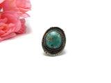 Old Pawn Silver and Turquoise Ring Size 8 - 1/2 - Attic and Barn Treasures