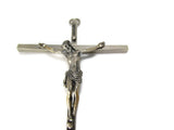 Large 7" Vintage INRI Crucifix - Silver Chrome - Attic and Barn Treasures