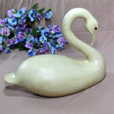 Large Vintage Swan Figure Beige Wood - Attic and Barn Treasures