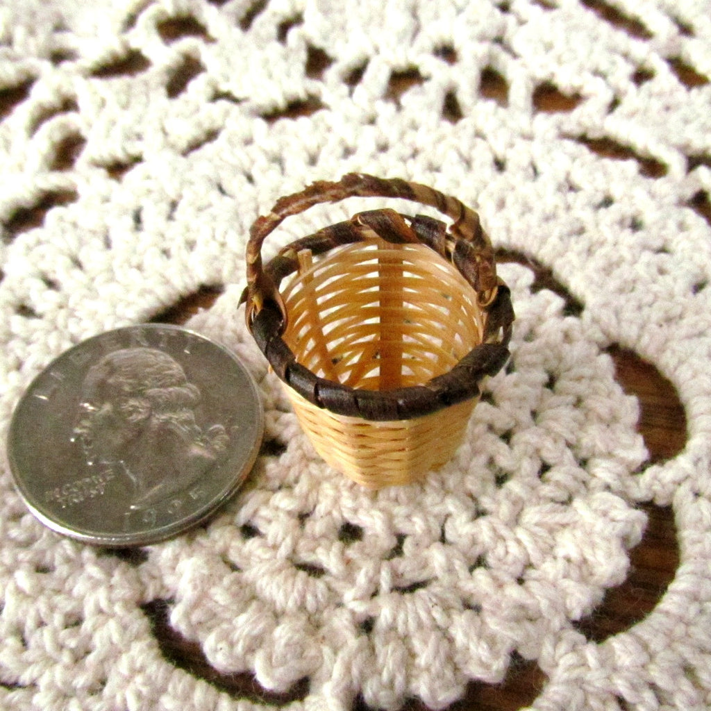 Miniature Woven Vintage Basket with Handle - Attic and Barn Treasures