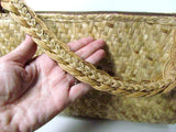 Vintage Woven Natural Fiber Purse with Raffia Flowers - Attic and Barn Treasures