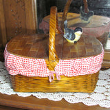 Vintage Picnic Basket with Red Gingham Liner - Attic and Barn Treasures