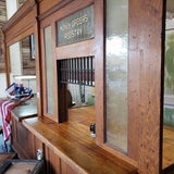 1932 Vintage Post Office Counter with Transaction Windows - Attic and Barn Treasures