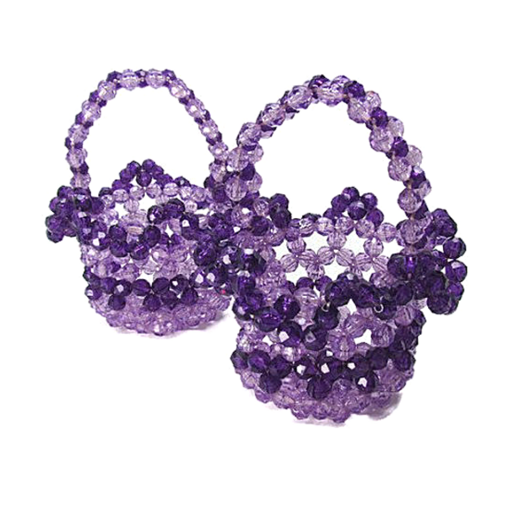 Vintage Handmade Purple Bead Baskets - Attic and Barn Treasures