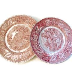 Vintage Red Woodland Design Transferware Plates - Attic and Barn Treasures