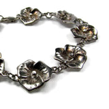 Vintage 925 Silver Floral Pansy Link Bracelet - Attic and Barn Treasures