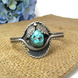 Vintage Sterling Silver and Turquoise Cuff Bracelet Native American Handmade - Attic and Barn Treasures