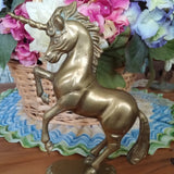 Vintage Solid Brass Prancing Unicorn - Attic and Barn Treasures