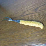 Vintage Meat Fork with French Ivory Celluloid Handle and Sterling Band - Attic and Barn Treasures