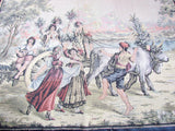 Vintage Hand Woven Tapestry French Peasants Celebrating - Attic and Barn Treasures
