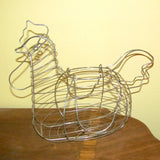 Metal Wire Vintage Farmhouse Chicken Shape Egg Basket - Attic and Barn Treasures